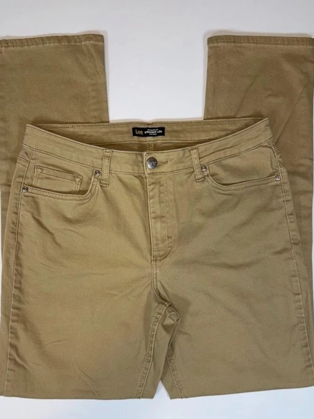 Lee Khaki Pants Women’s 10 Regular Fit Jeans Straight Leg Mid Rise Stretch 32x31